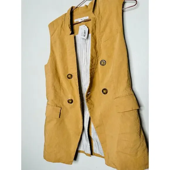 VERONICA BEARD Camel Tan Amika Vest Linen Blend Double Breasted Vest Size 10 - Picture 12 of 16